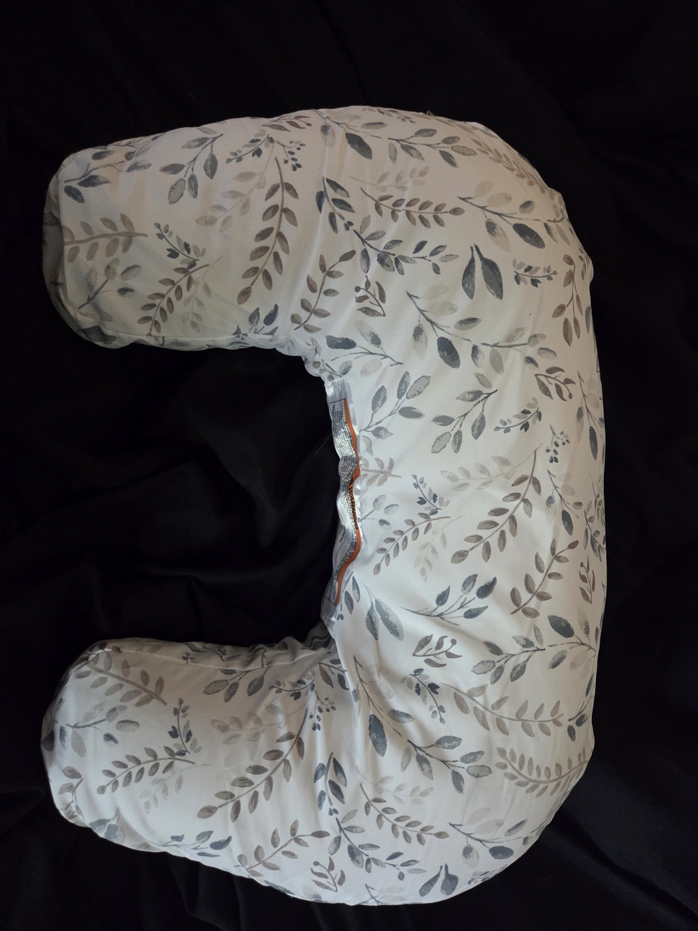 Boppy Nursing Pillow With Gray And Green Leaf Pattern - Picture 2 of 2